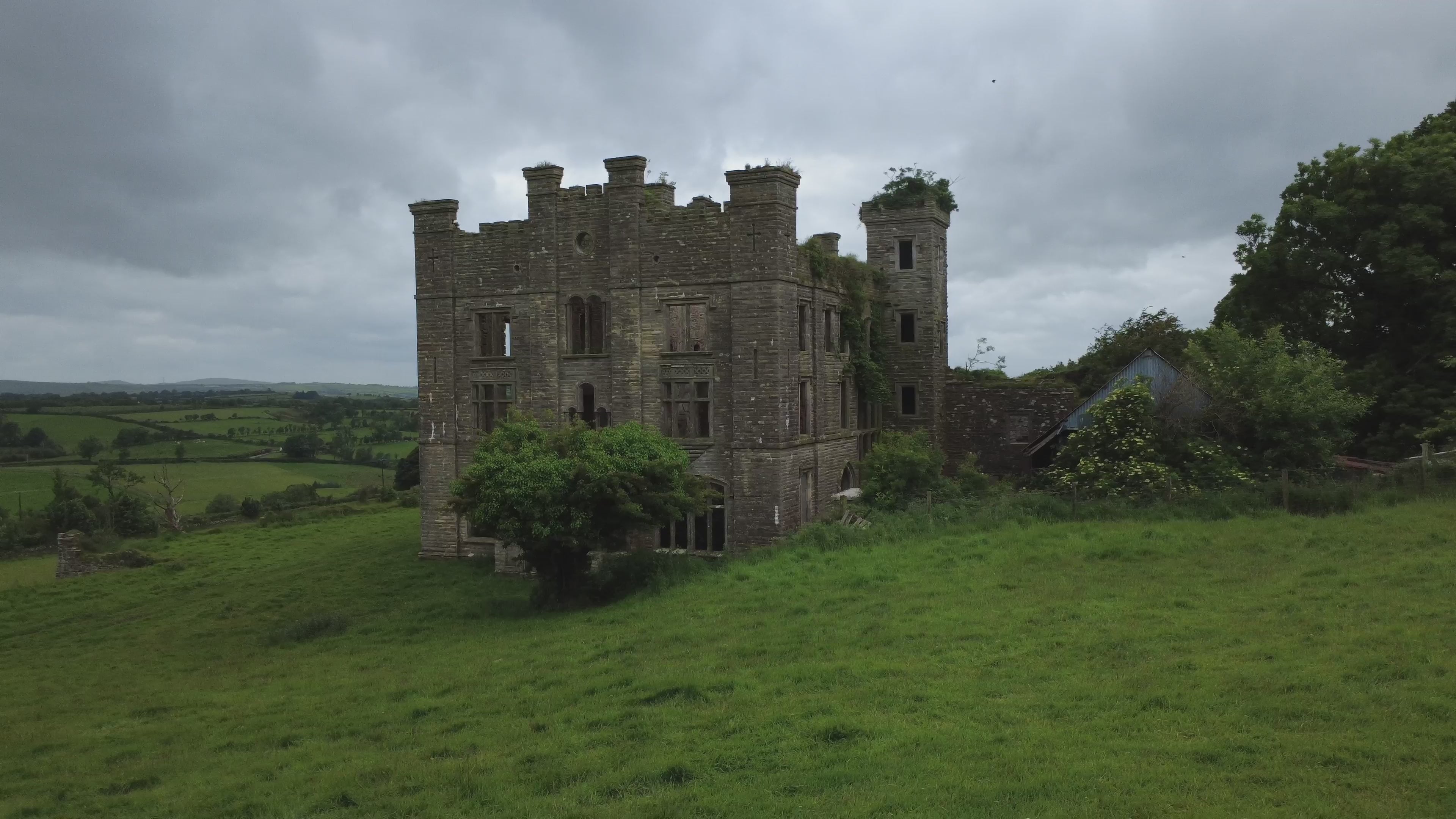 Altinaghree Castle — Drone Pan, County Tyrone | 4K Cinematic Stock Footage