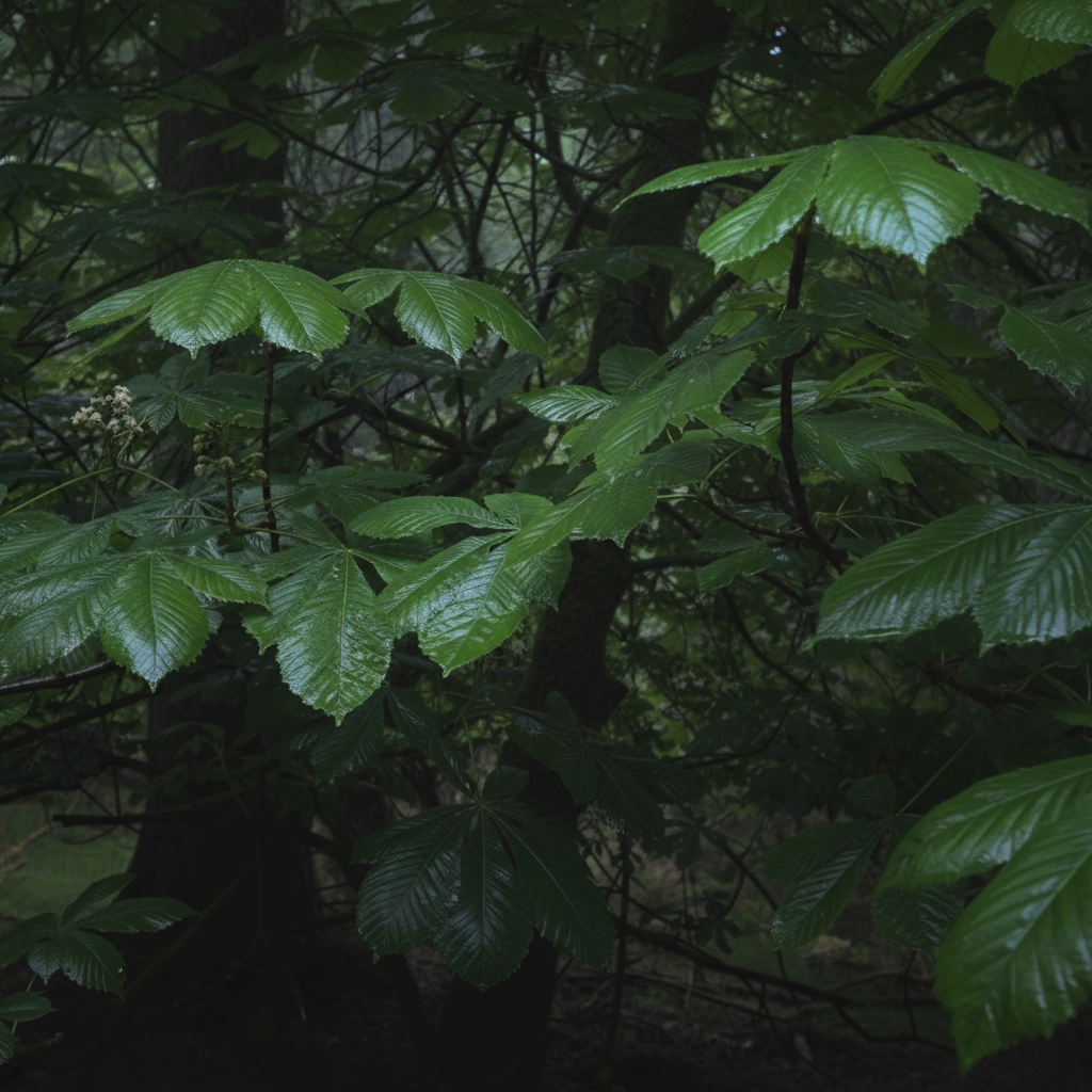 Rain on Forest Leaves